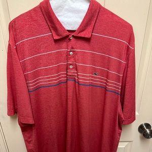 Vineyard Vines short sleeve performance polo.  Red with stripes.  Men’s XXL.